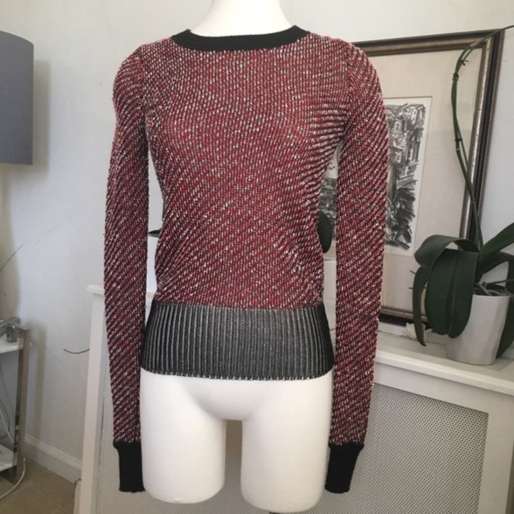 Spring Or Fall Black With Red And White Knit Sweat - image 2